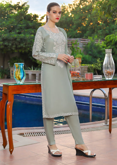 HK29 Readymade Mint Mother & Daughter Linen Suit - Memsaab Online