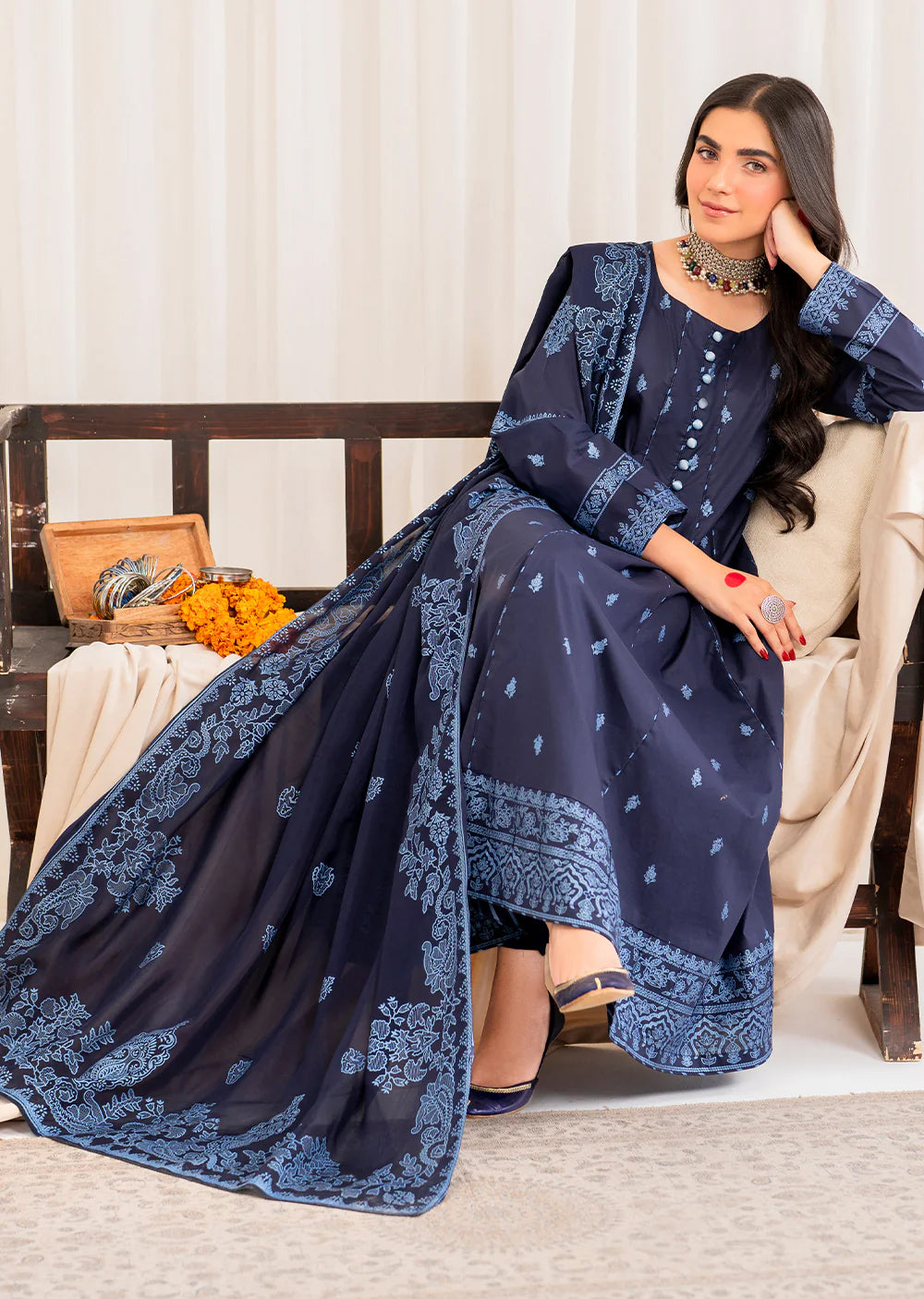 ANIKA- Readymade 3 Piece Cotton Suit - Memsaab Online