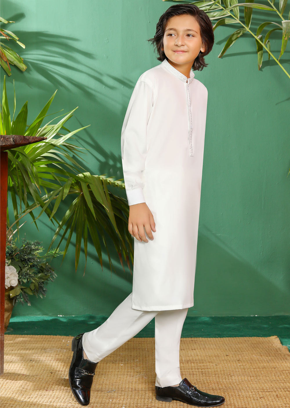 ZN2933 Off White Readymade Father & Son Trouser Suit - Memsaab Online