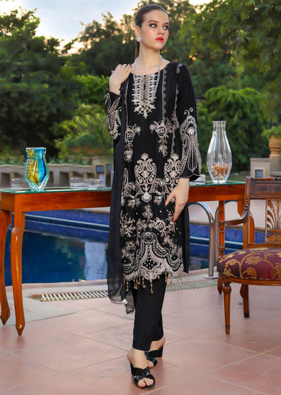 HK207 Rida Readymade Black Linen Suit - Memsaab Online