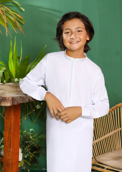 ZN2933 White Readymade Father & Son Trouser Suit - Memsaab Online