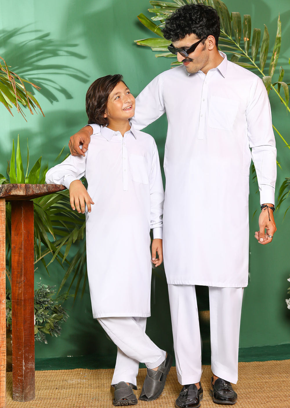 ZN2996 White Readymade Father & Son Salwar Kameez - Memsaab Online