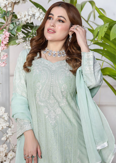 HK234 Jaan - Mint Readymade Linen Suit - Memsaab Online