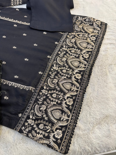 HK133 - Black - Readymade Linen Outfit