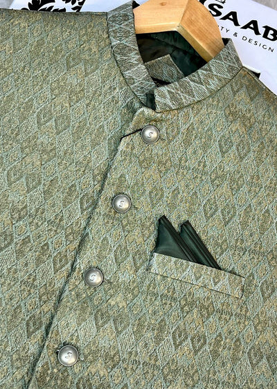 HM-39 Mens Premium Jammawar Waistcoat - Memsaab Online