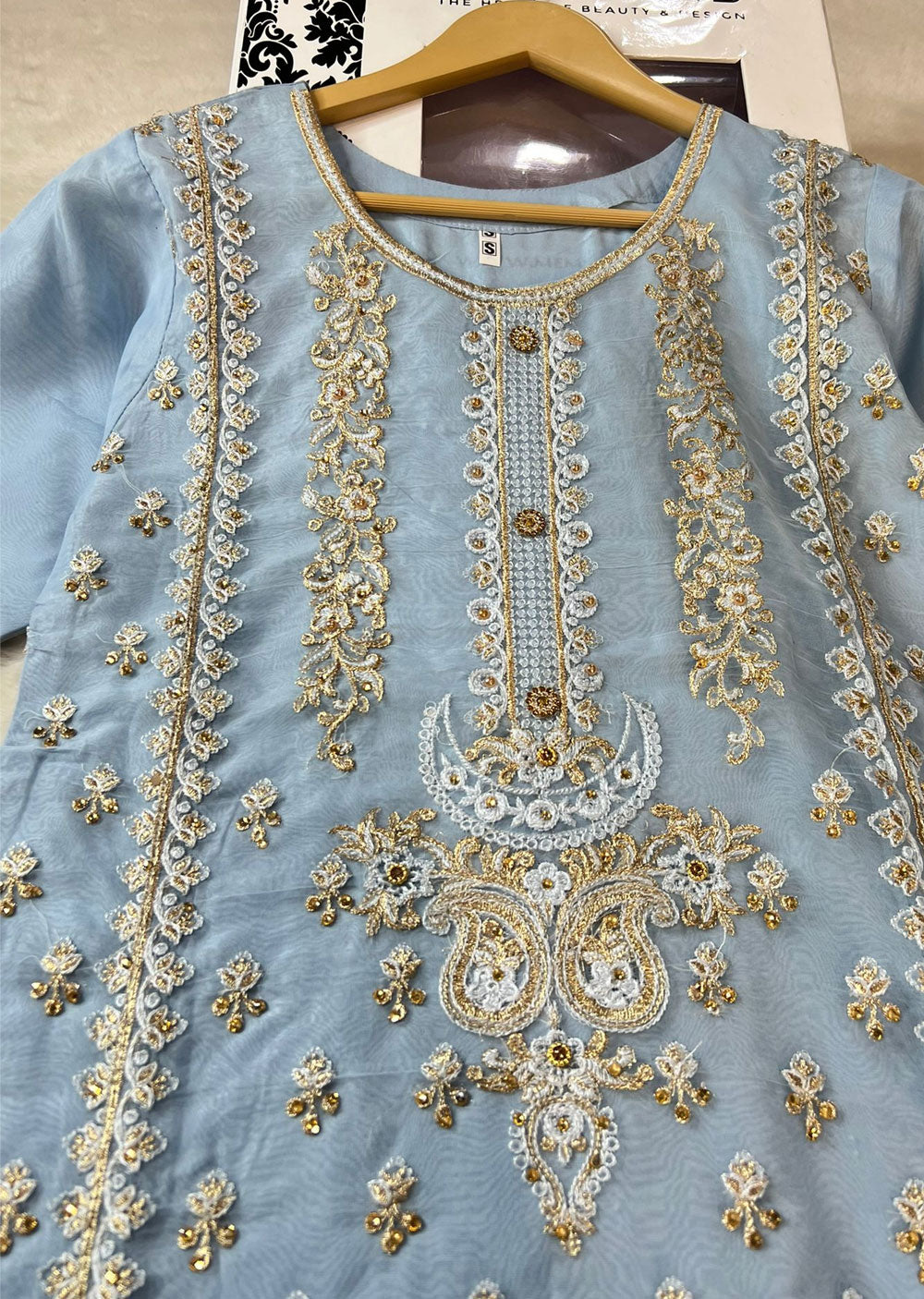 ASK639 Readymade Organza Blue Suit - Memsaab Online