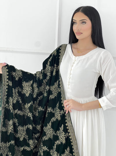 SMV102 Embroidered Velvet Shawl - Memsaab Online