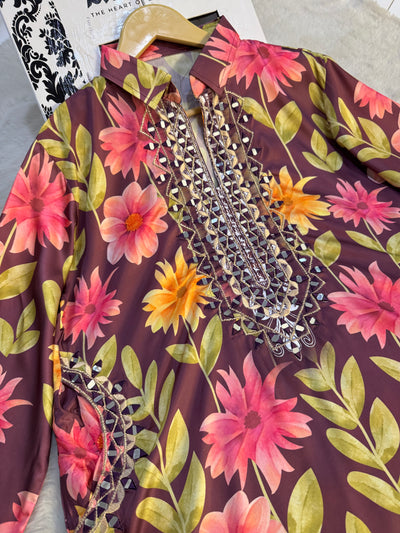 SMR3204- Readymade Silk 2 Piece Suit - Memsaab Online