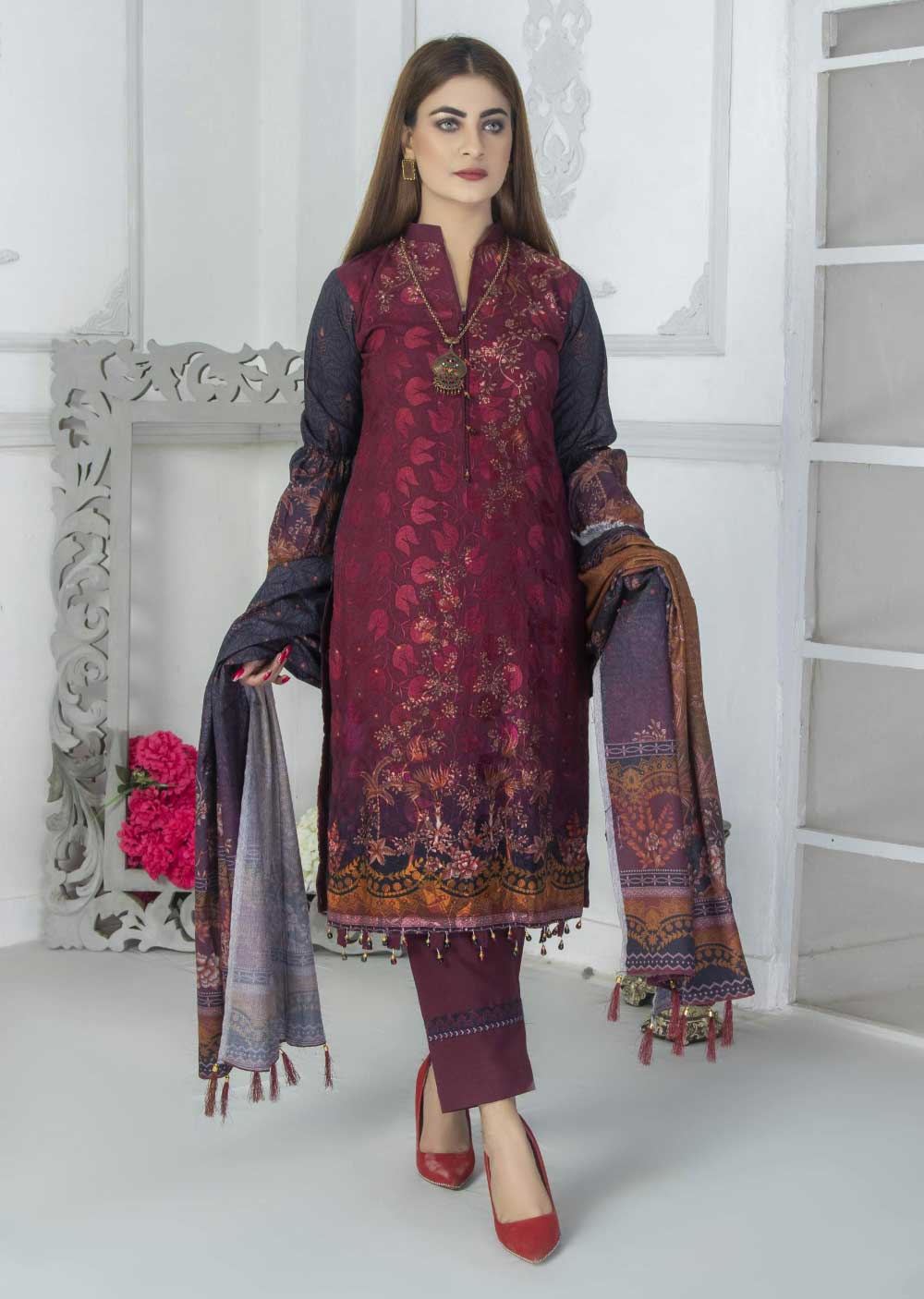 ZHA-03 - Unstitched - Zahra Usman Digital Dhanak Collection 2023 - Memsaab Online