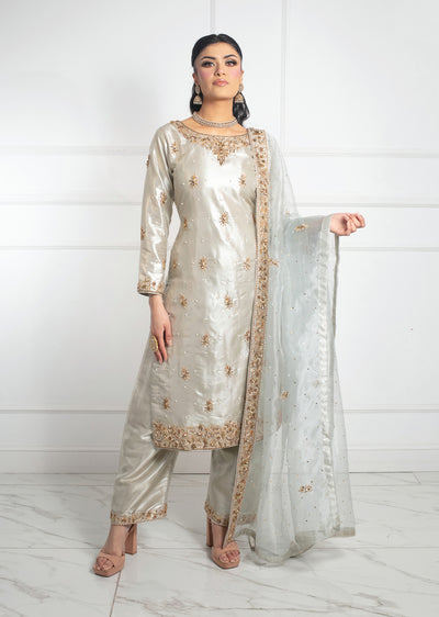 SRB1319 - Grey - Readymade - Sehrish.B Designer - Memsaab Online