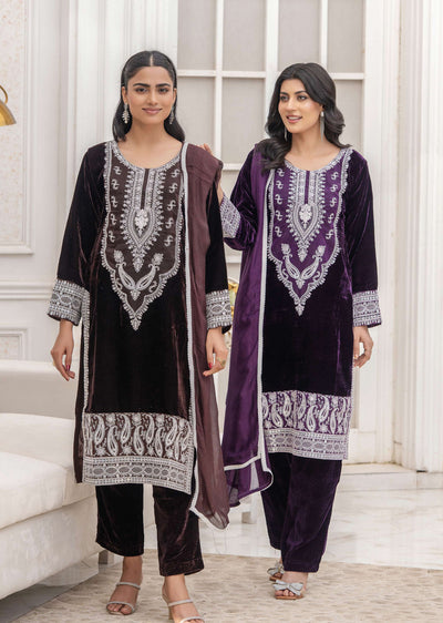RGZ7110 Readymade - Luxury winter Velvet Suit 2025 - Memsaab Online