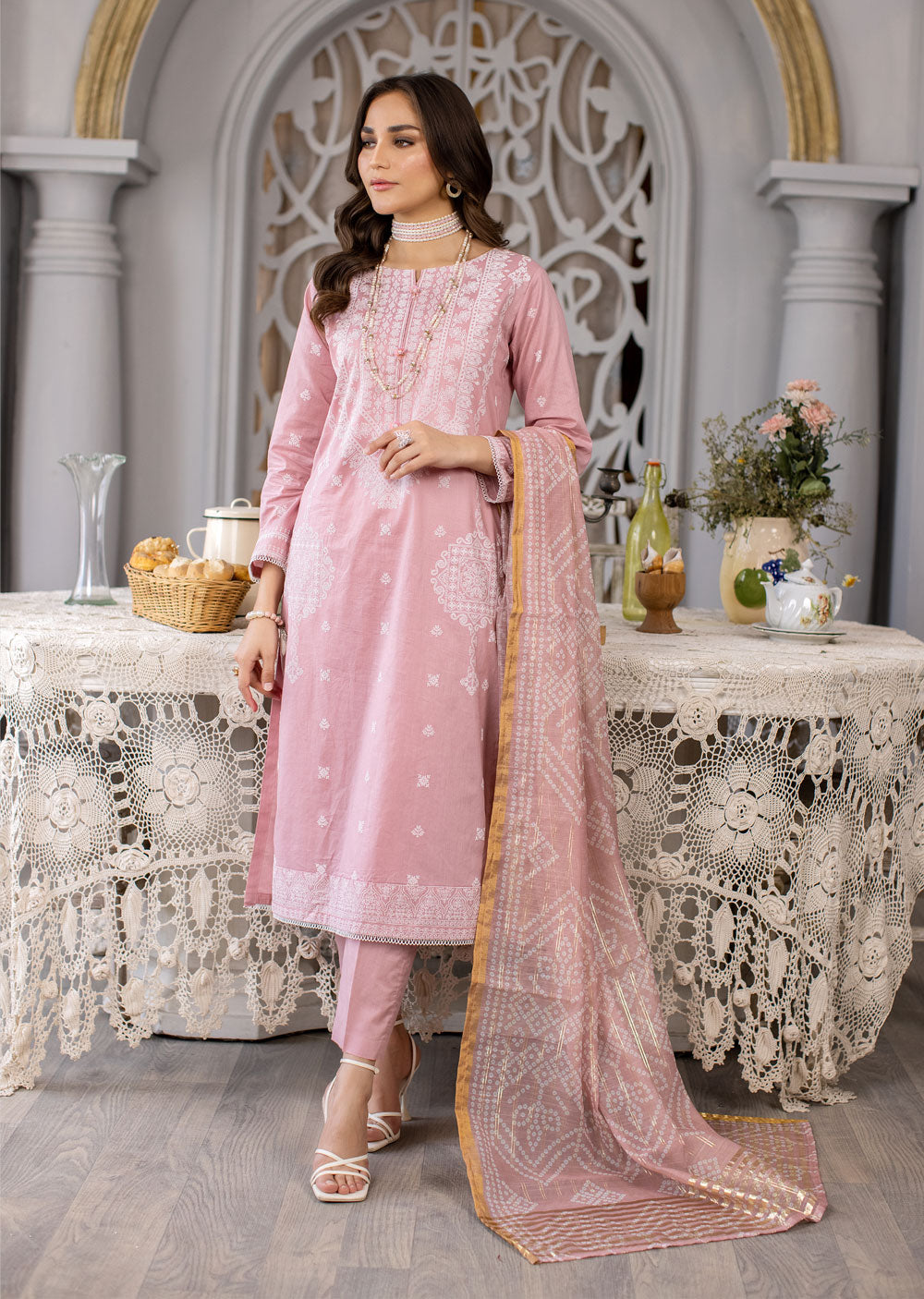 MDM-75 - Readymade - Embroidered Cotton Suit - Memsaab Online