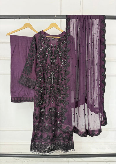 PS-0353 - Purple - Readymade Chiffon Suit 2025 - Memsaab Online