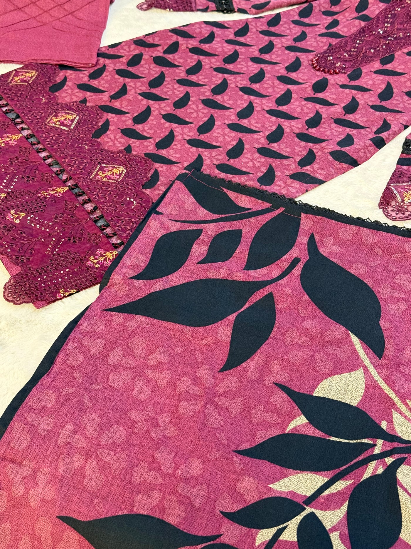 MDNA-23 - Readymade Embroidered Dhanak Outfit - Memsaab Online