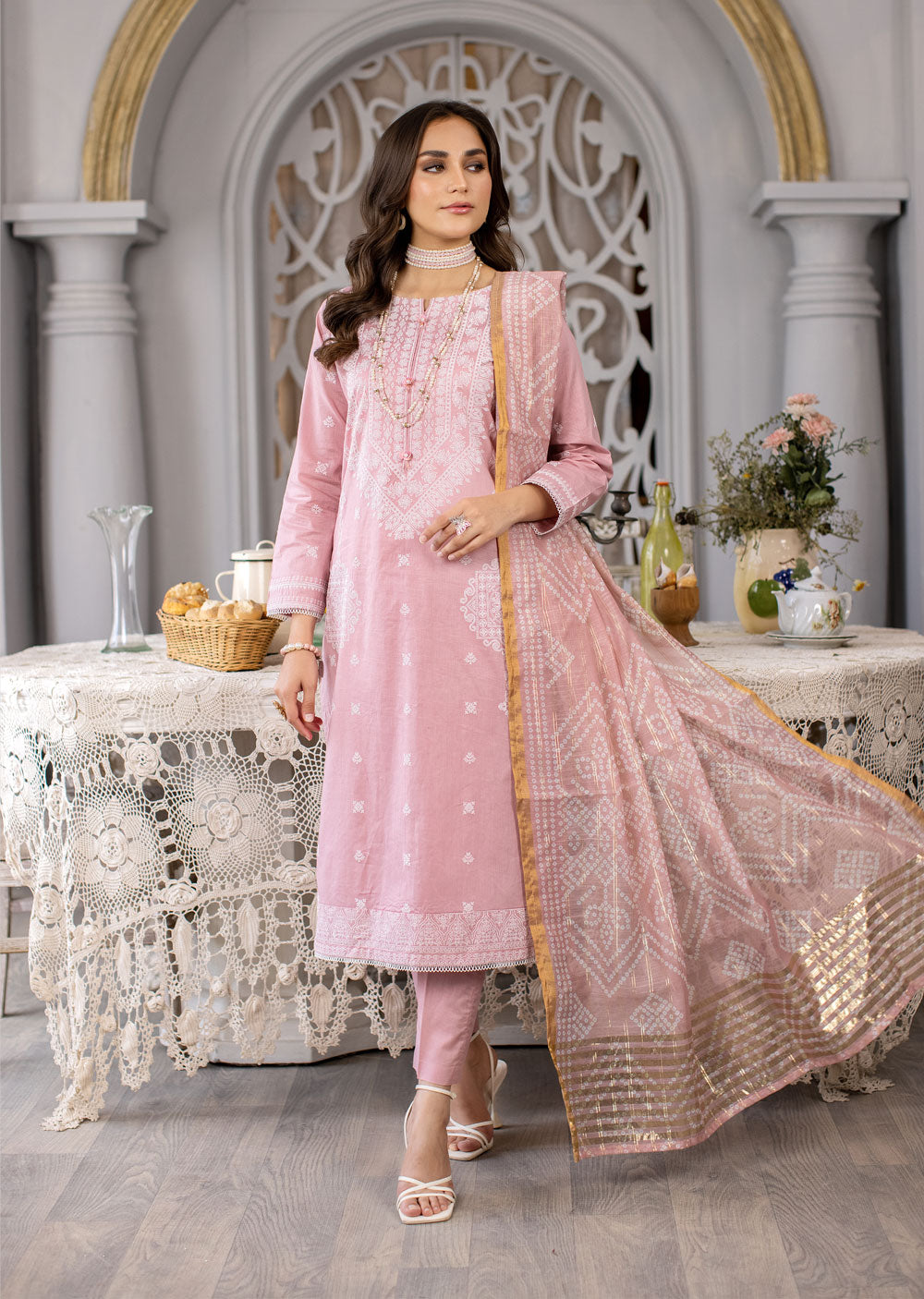 MDM-75 - Readymade - Embroidered Cotton Suit - Memsaab Online