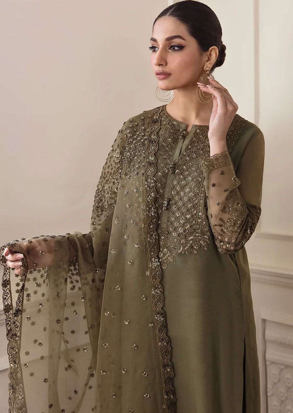 BQU-D295 - Readymade - Baroque Chantelle Chiffon Suit 2024 - Memsaab Online