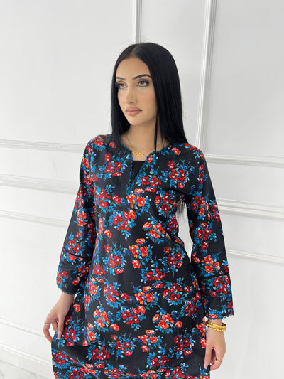 BUT-117- Black- S.Prints Printed Lawn Co-ords - Memsaab Online
