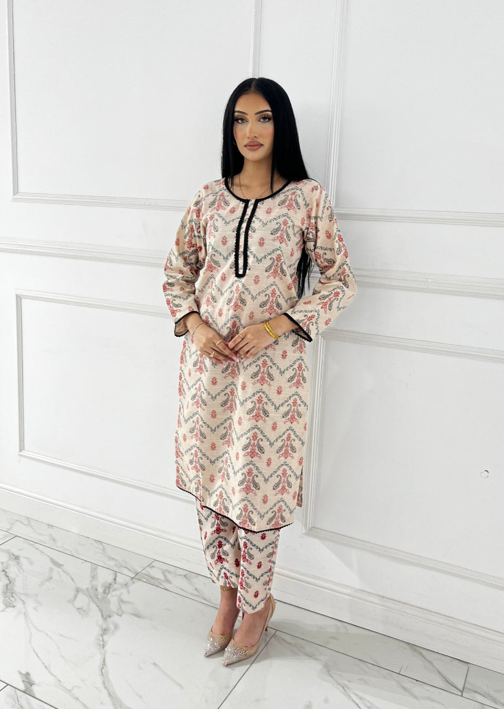 SLMN-29 Readymade Khaddar Co-ord - Memsaab Online