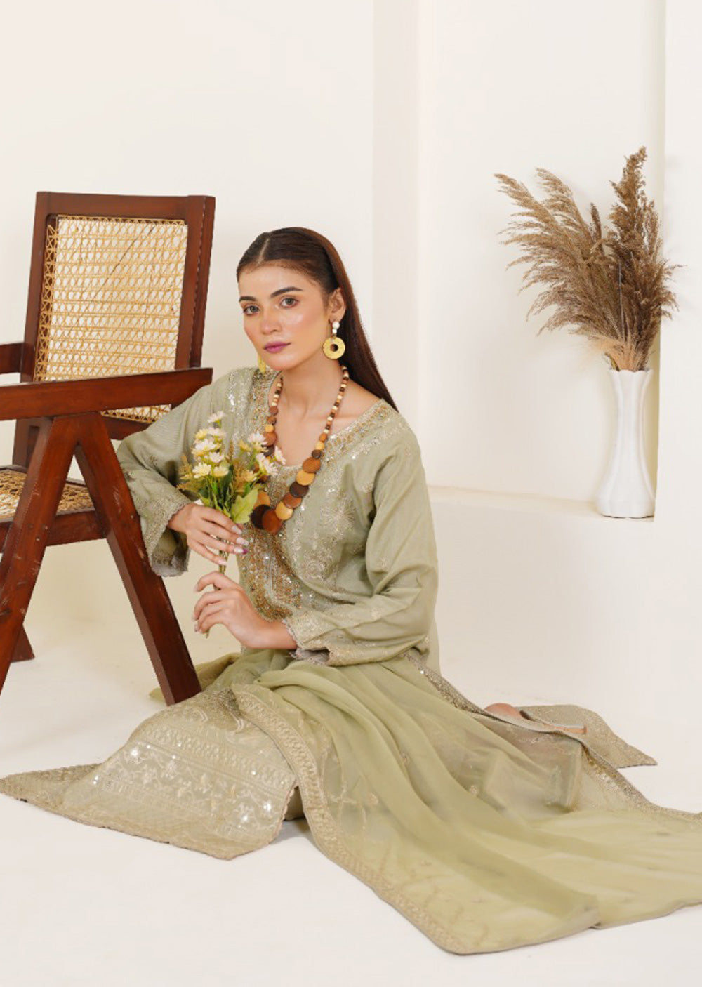 ATR-1137- Readymade Sehrish B Korain Silk - Memsaab Online