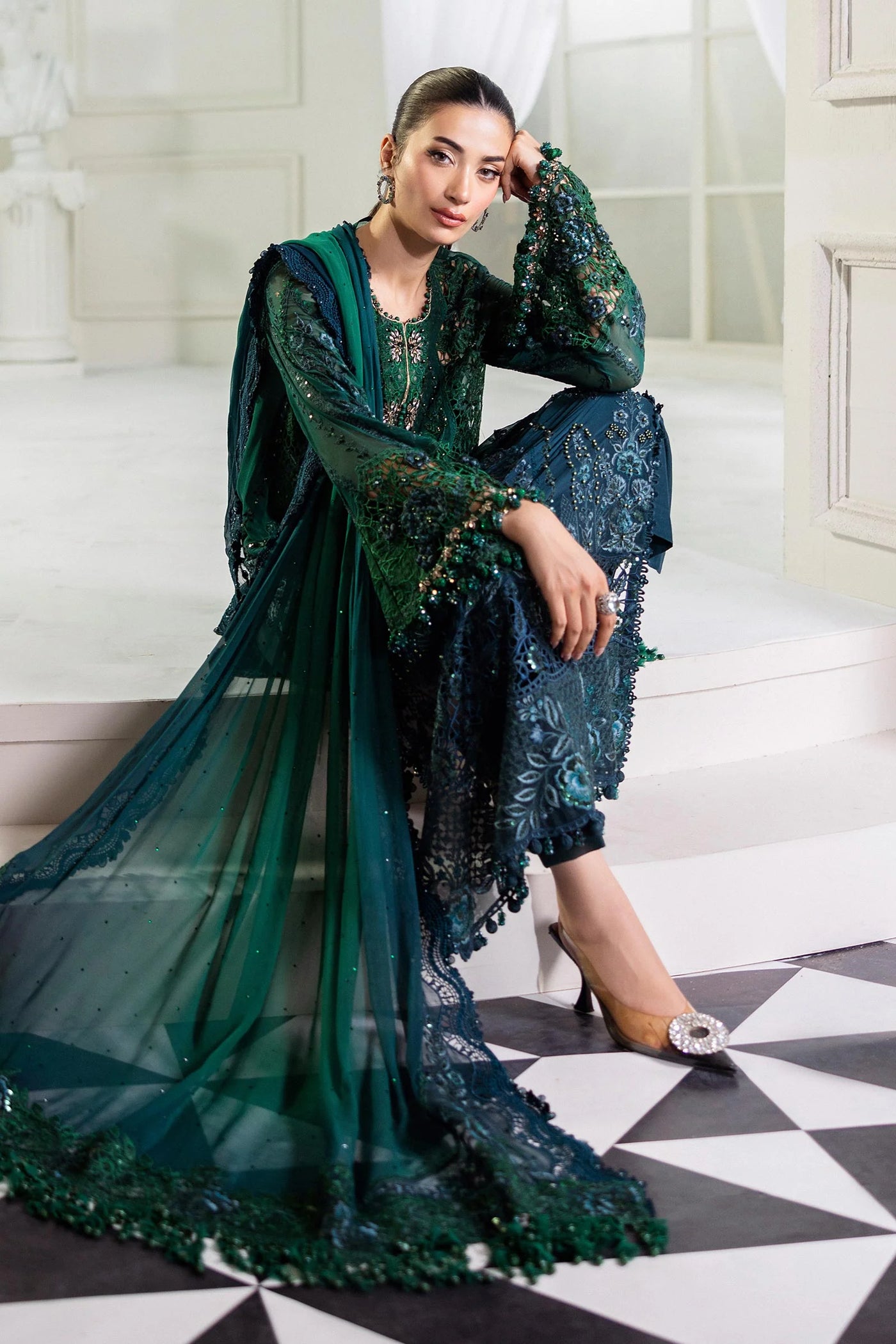 MPC-25-106-Unstitched Embroidered Chiffon Suit Maria B 2025 - Memsaab Online