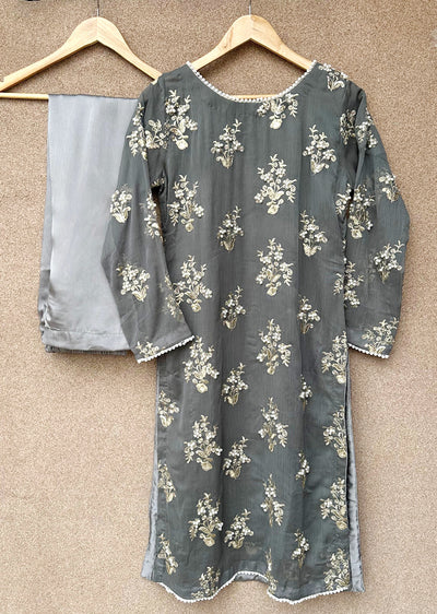 SMR3109 Rehem Dil - Grey Chiffon Suit - Memsaab Online