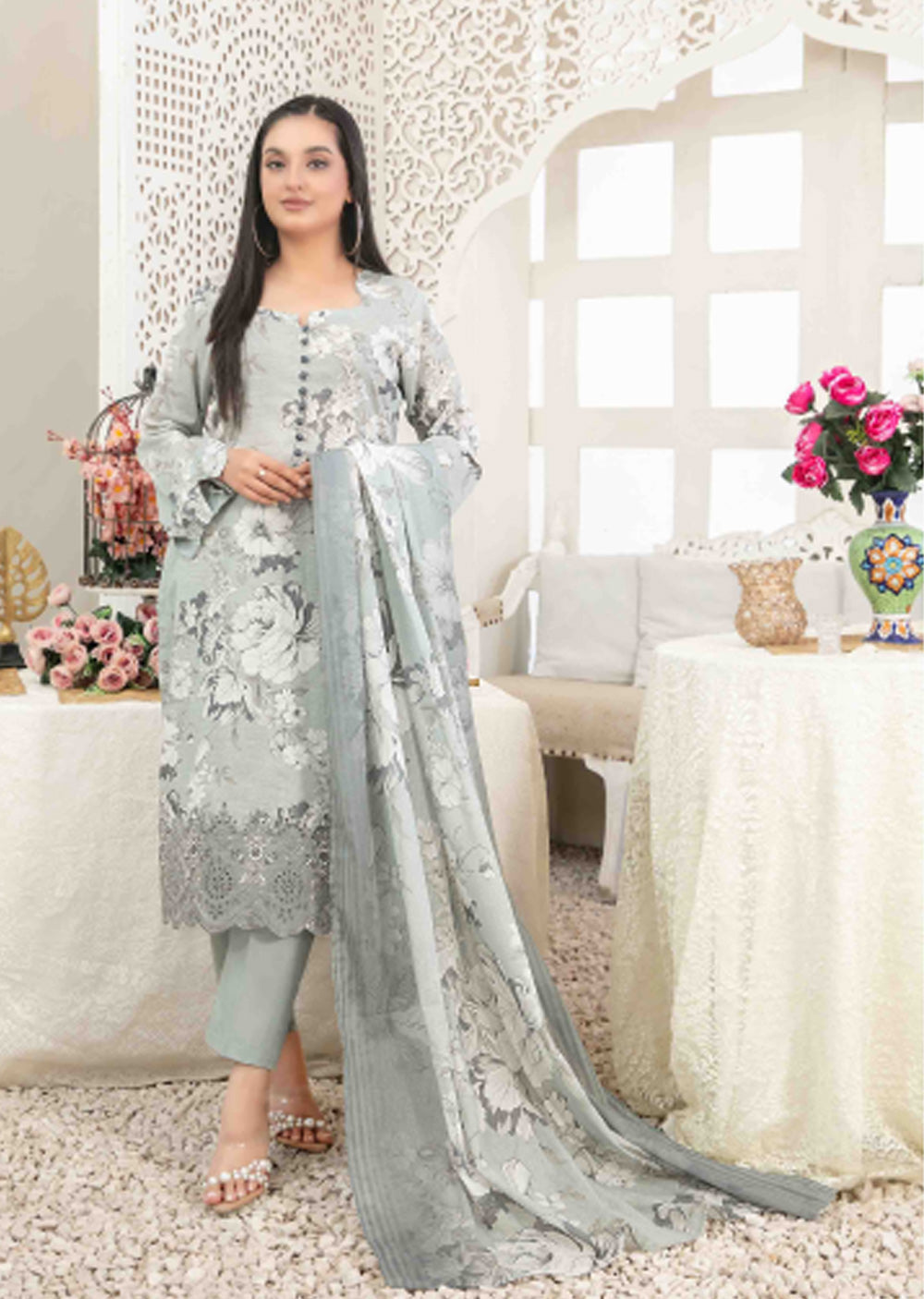 TWD-1688- Unstitched Areeba Tawakkal Lawn Suit 2025 - Memsaab Online