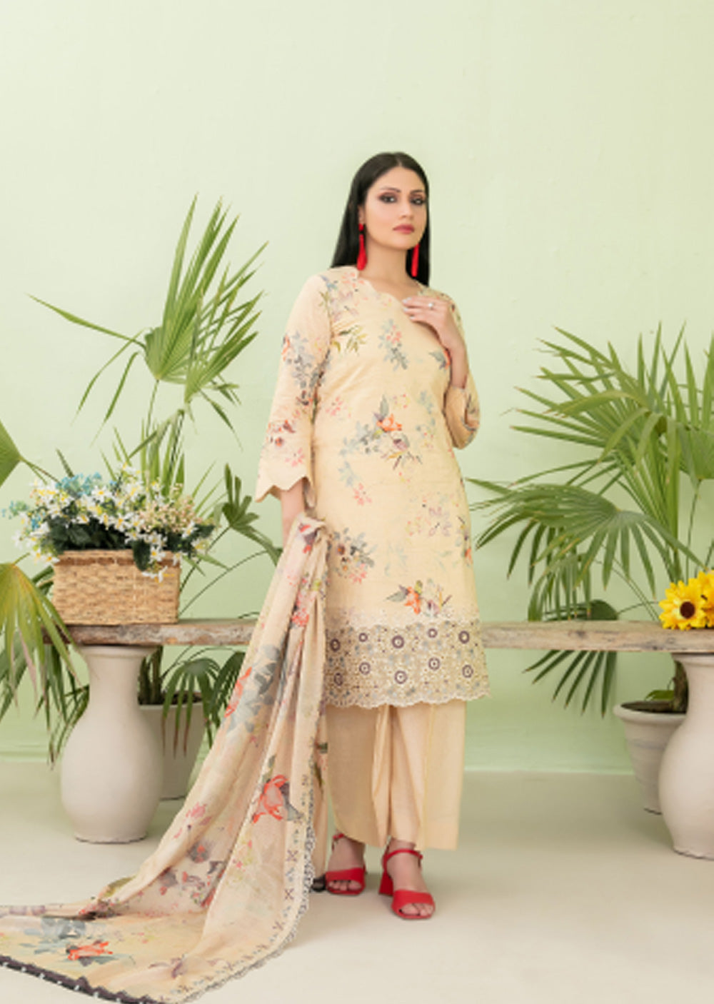 TWD-1716-Readymade Erva Tawakkal Lawn Suit - Memsaab Online