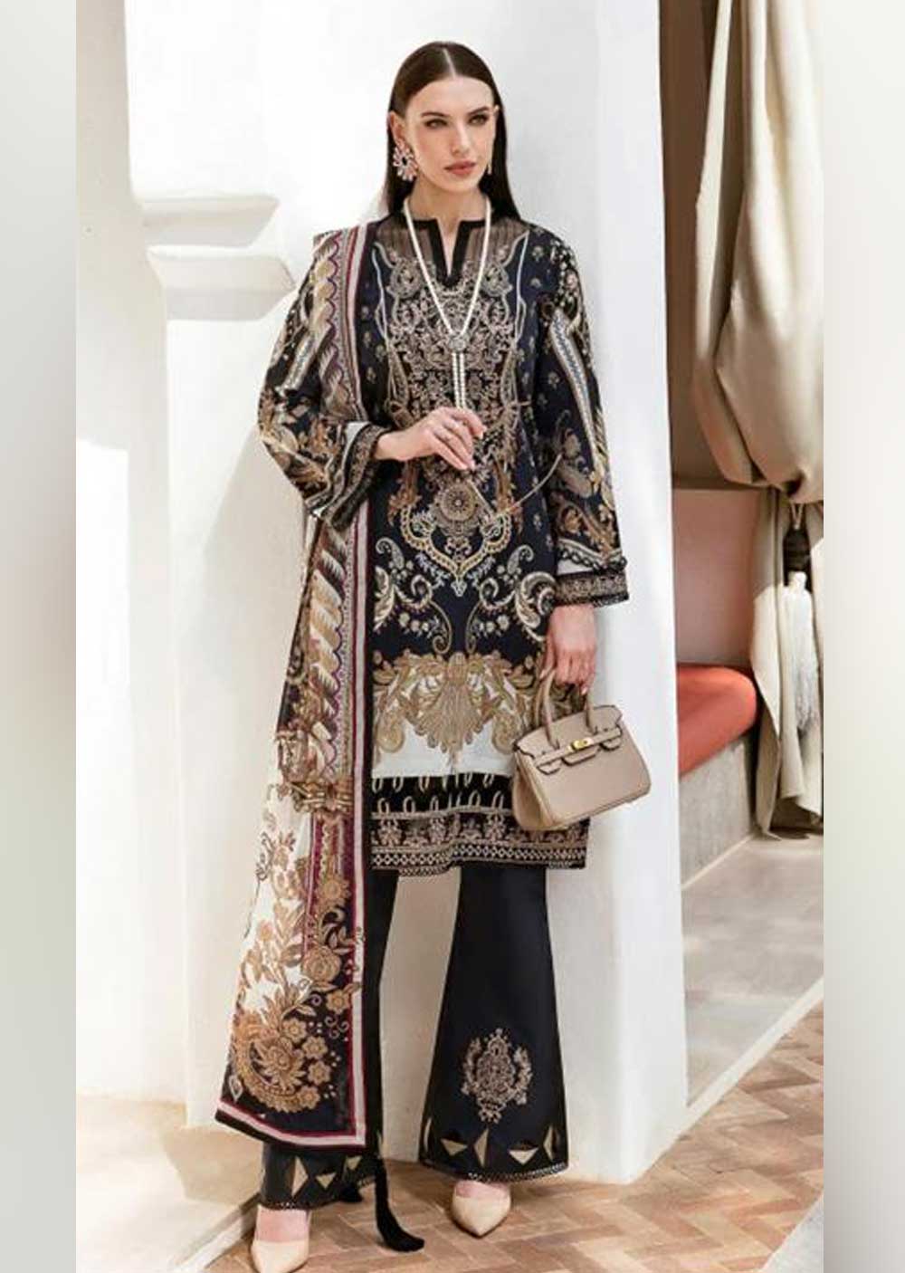 SFF-03R Readymade Sana Safinaz Inspired Lawn Suit 2023 - Memsaab Online