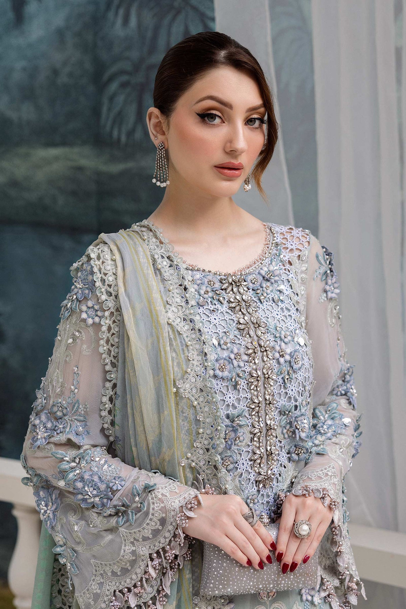 MPC-25-108-Unstitched Embroidered Chiffon Suit Maria B 2025 - Memsaab Online