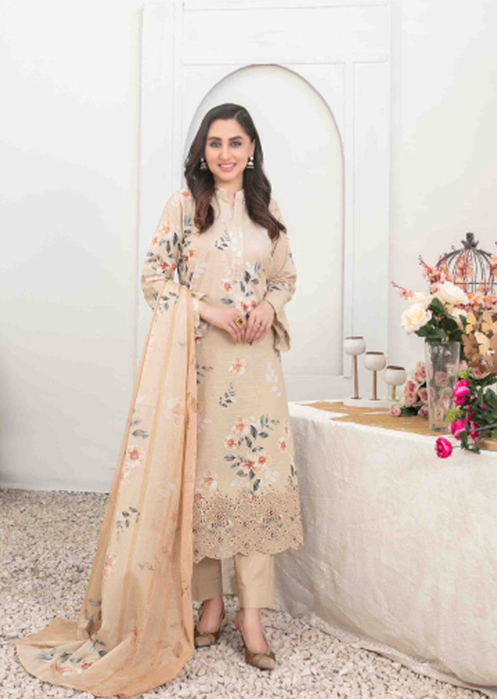 TWD-1687-Readymade Areeba Tawakkal Lawn Suit 2025 - Memsaab Online