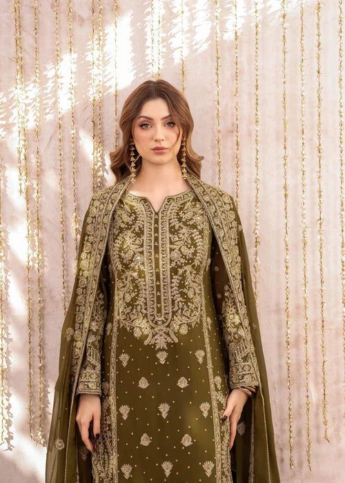 NAM0337-Mehndi - Meeral Luxe - Readymade Organza Suit - Memsaab Online