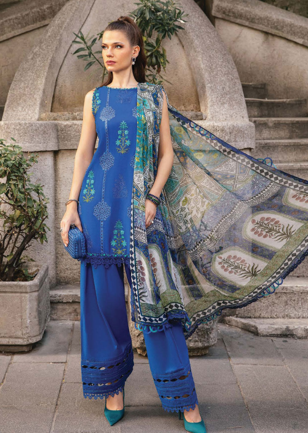 MPT-2403-A - Unstitched - Maria B MPRINTS Collection 2024 - Memsaab Online