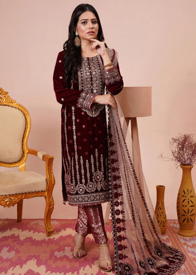 HN-03-R - Readymade - Hina Embroidered Collection 2023 - Memsaab Online