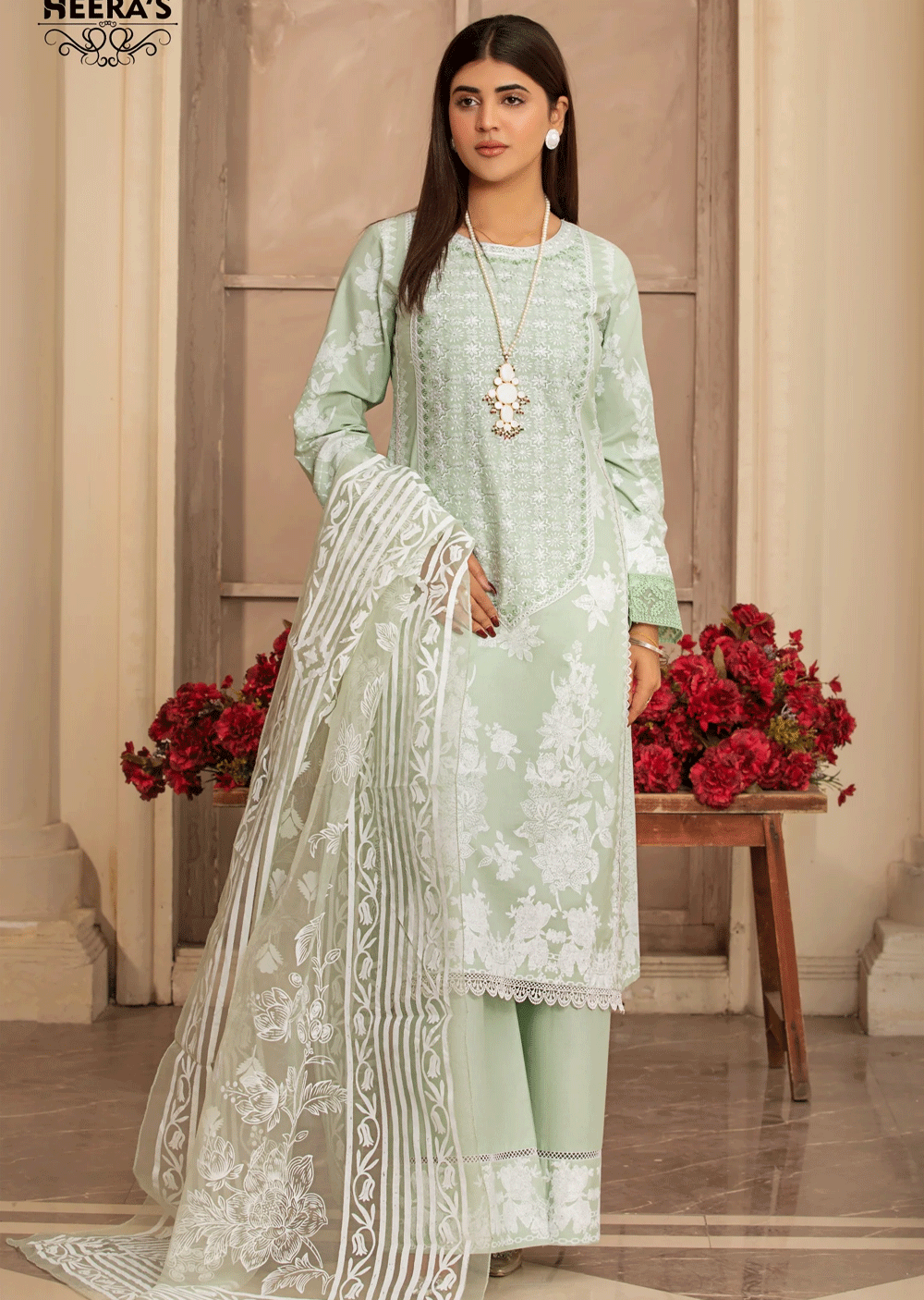 HSS-199 - Readymade - FRAME 2 Z.J - 3 Embroidered Suit - Memsaab Online