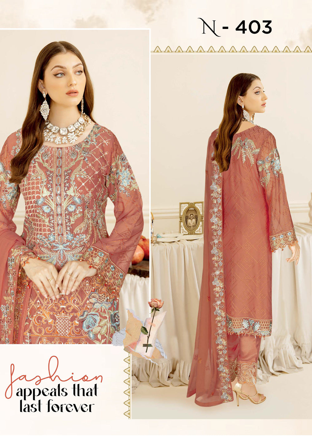 N-403-R - Readymade - Ramsha Nayab Weightless Chiffon Vol 4 2024 - Memsaab Online