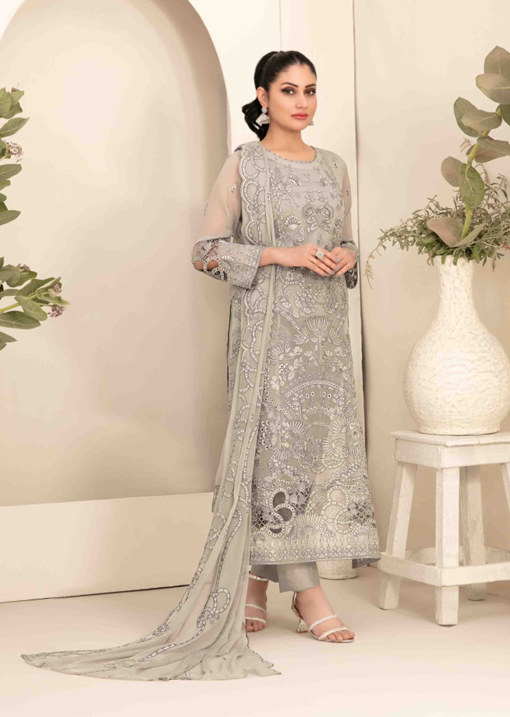 STH-5626 - Unstitched - Setareh Fancy Embroidered Chiffon Collection 25 - Memsaab Online