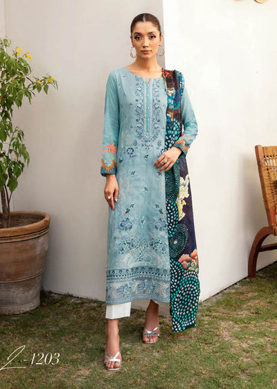 L-1203 - Unstitched - Ramsha Mashaal Luxury Lawn Vol 12 2024 - Memsaab Online