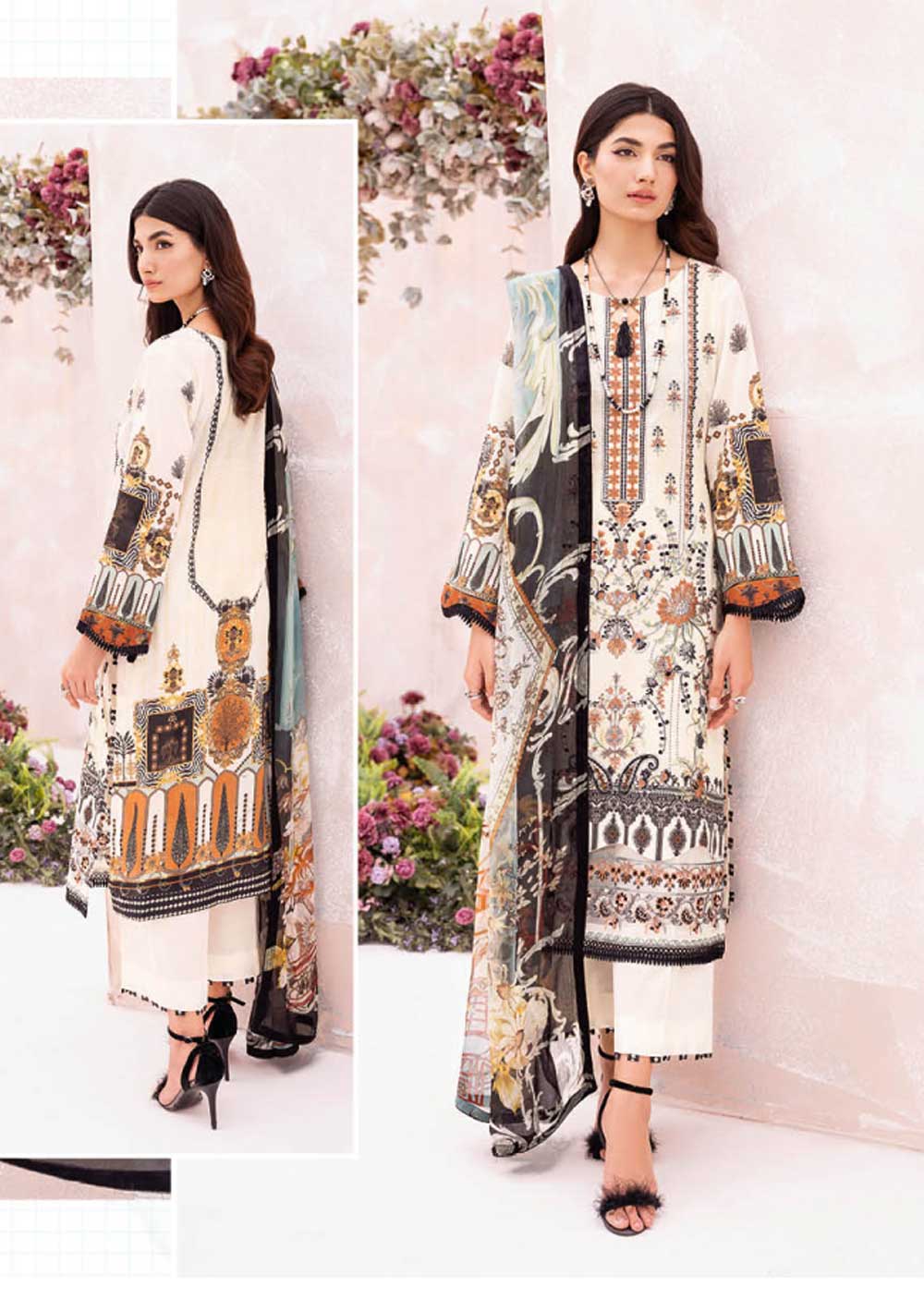 L-703-R - Readymade - Ramsha Mashaal Luxury Lawn Vol 07 2023 - Memsaab Online