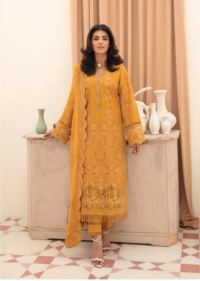 ACL-03 - Goldenrod - Unstitched - Chickenkari Lawn Collection by Afrozeh 2023 - Memsaab Online