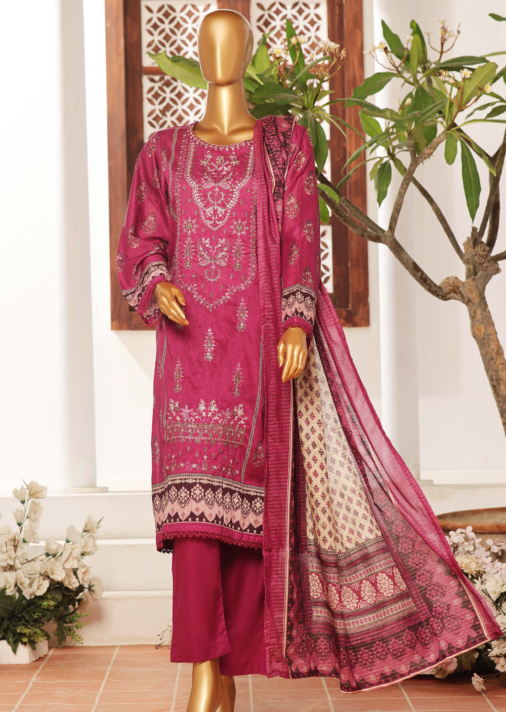 SDR-103 Summer Embroidered Lawn Suit - Memsaab Online