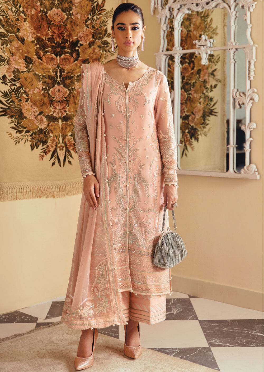 GLCC-03-R - Rosalie - Unstitched - Gulaal Embroidered Chiffon Collection 2023 - Memsaab Online