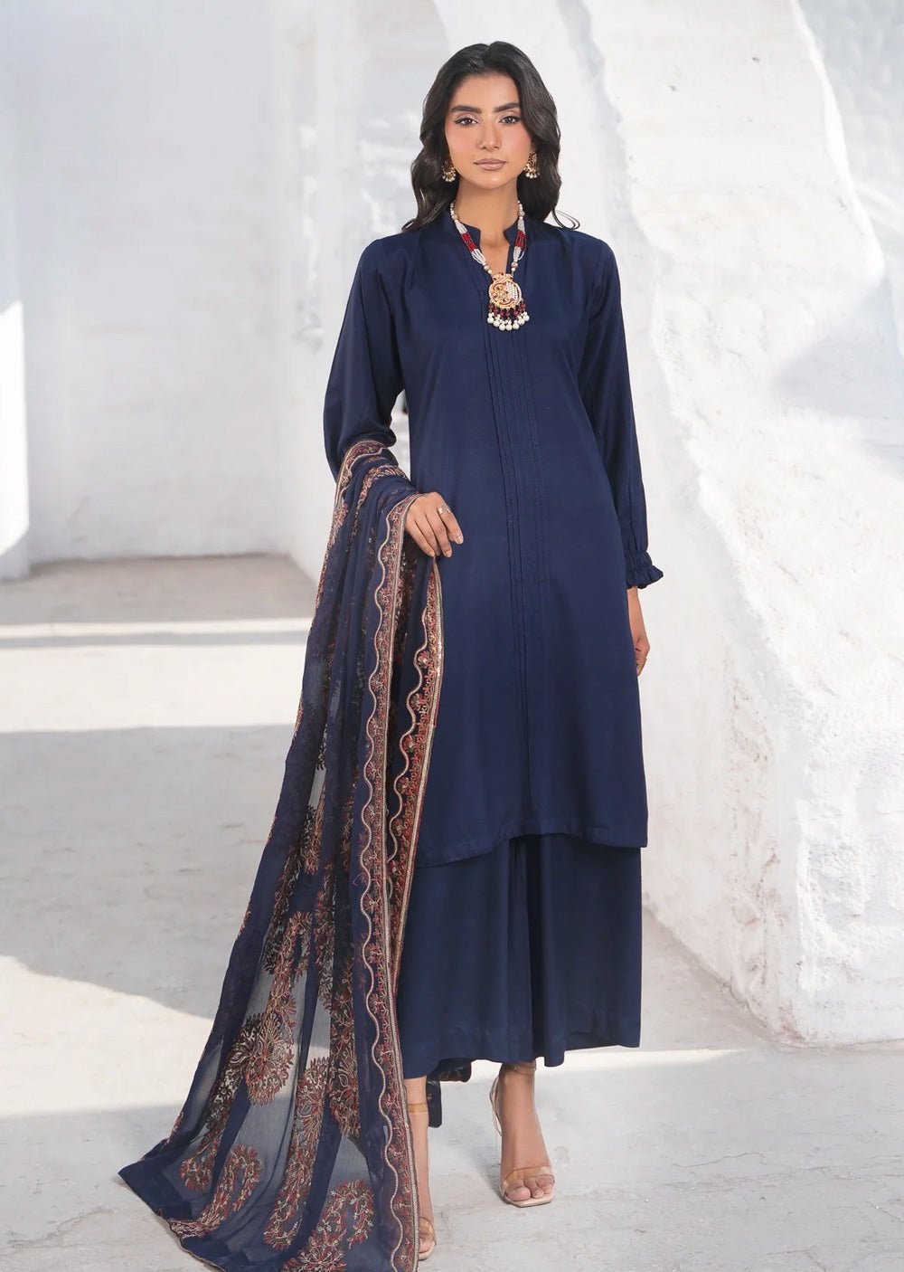 RNDH-03 - Navy - Readymade - Rania.H Linen Collection 2025 - Memsaab Online