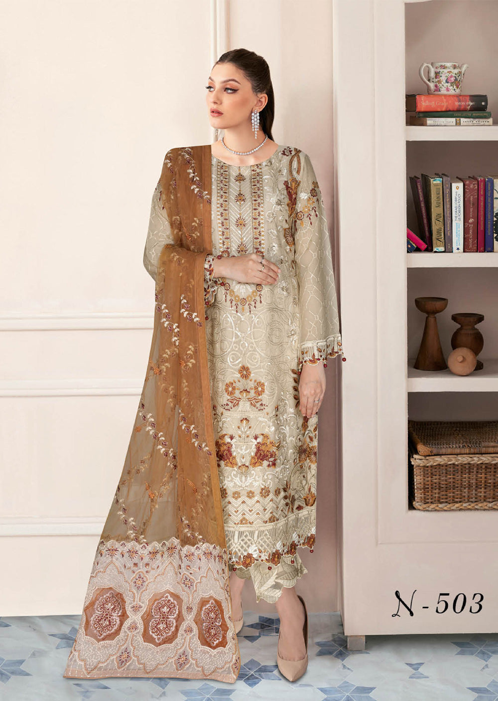 N-503-R - Readymade - Ramsha Nayab Weightless Chiffon Vol 5 2024 - Memsaab Online