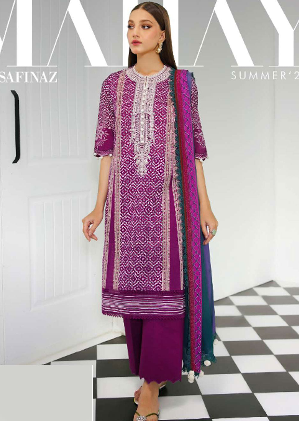 MZN-03-B - Unstitched - Mahay Summer Collection by Sana Safinaz 2023 - Memsaab Online