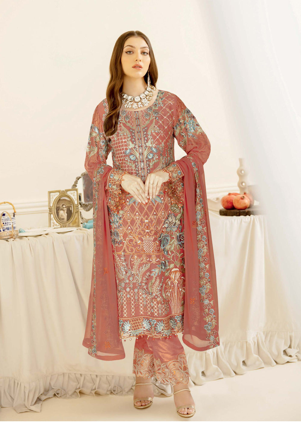 N-403-R - Readymade - Ramsha Nayab Weightless Chiffon Vol 4 2024 - Memsaab Online