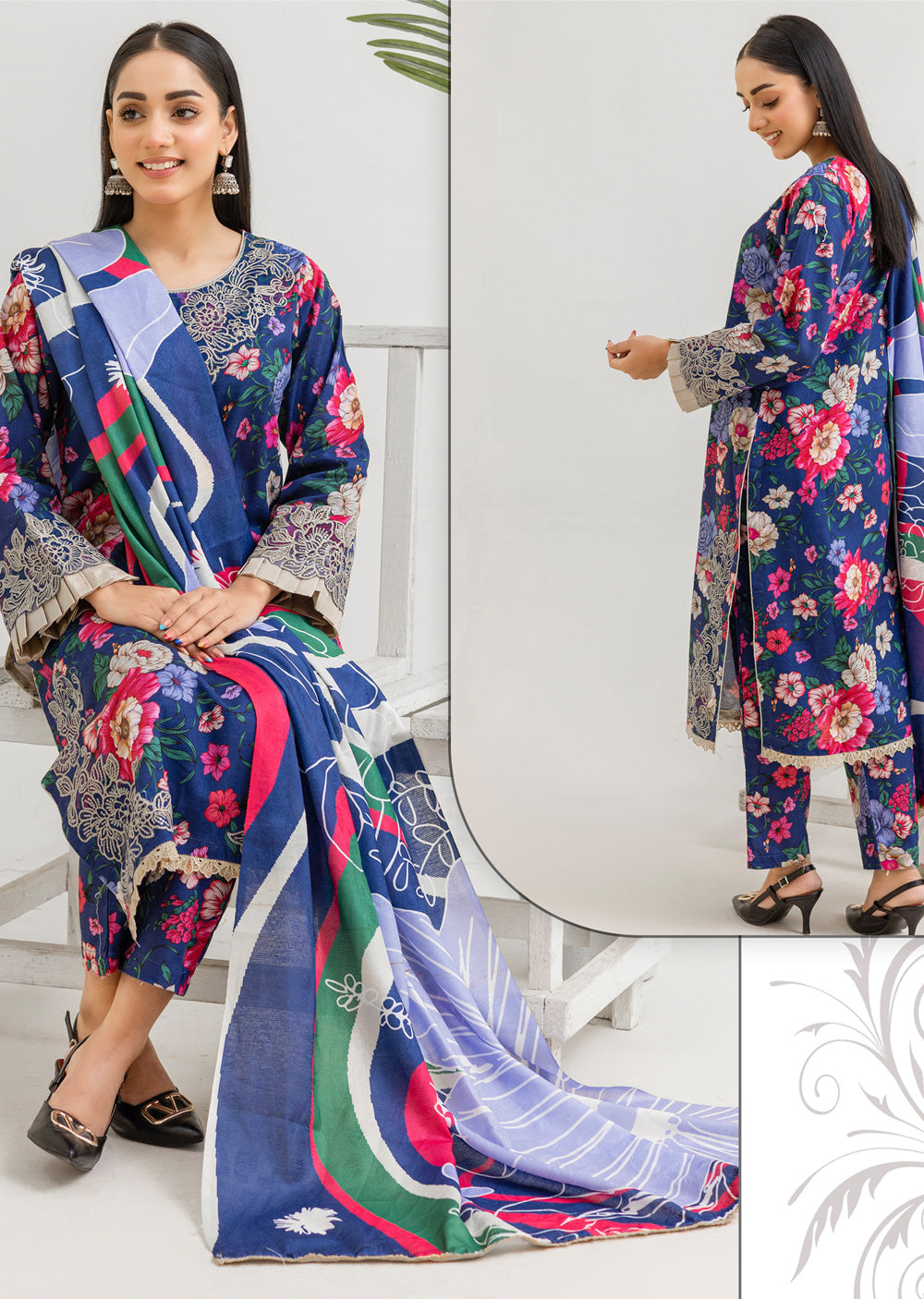 RLK-03-R - Readymade - Rangz Khaddar Winter Suit 2025 - Memsaab Online