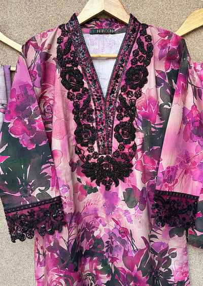 HNR-03 - Purple - Readymade - Haroon Cotton Printed Suit 2025 - Memsaab Online