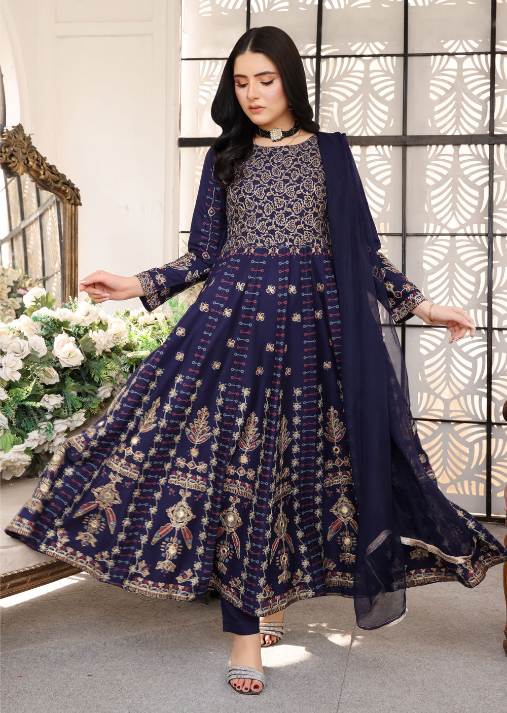 HK244 Envi - Navy Readymade Dress Suit - Memsaab Online