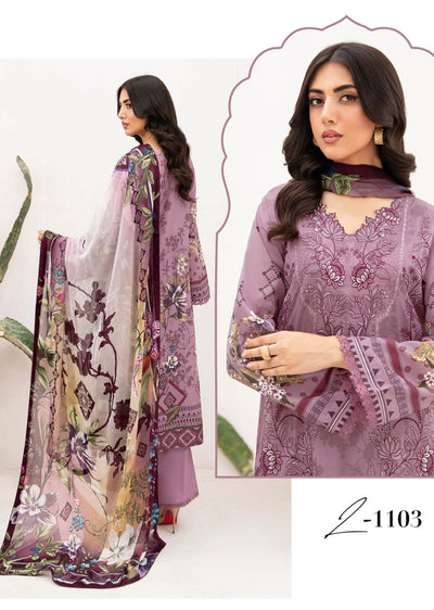 Z-1103 - Unstitched - Ramsha Mashaal Luxury Lawn Vol 11 2024 - Memsaab Online