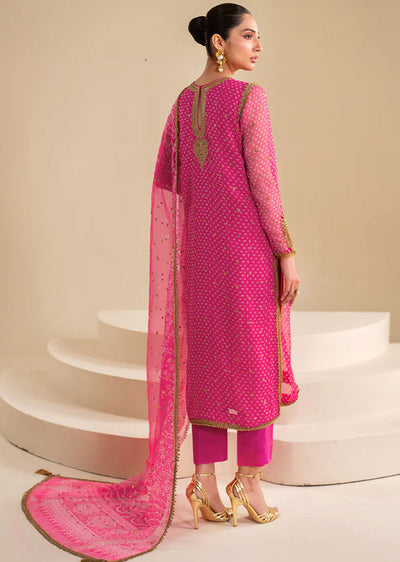 UF-626 - Hotpink - Readymade - Baroque Embroidered Chiffon Suit 2024 - Memsaab Online